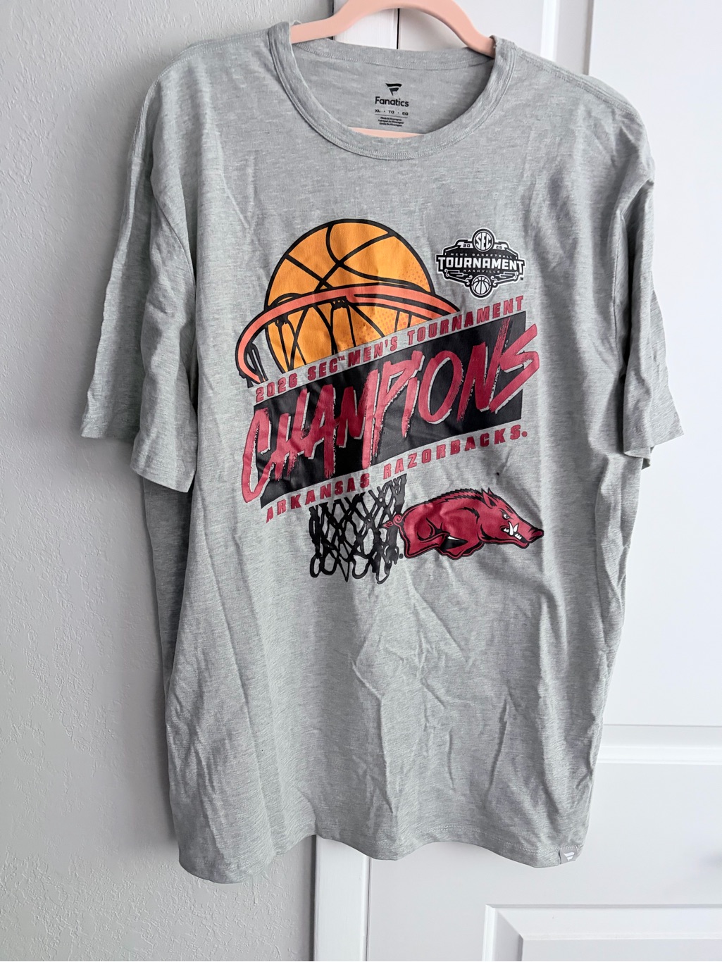 Fanatics Gray Sec Tournament Graphic Tee With Pink And Orange Accents